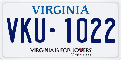 VA license plate VKU1022