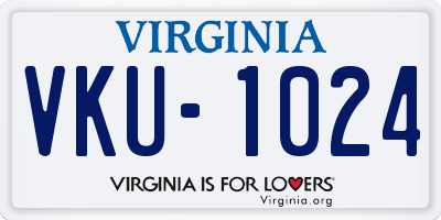 VA license plate VKU1024