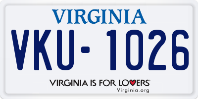 VA license plate VKU1026