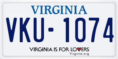 VA license plate VKU1074