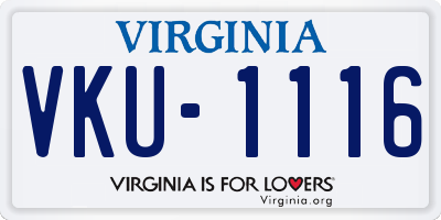 VA license plate VKU1116