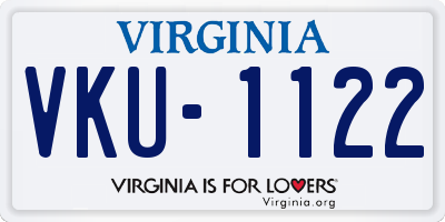 VA license plate VKU1122