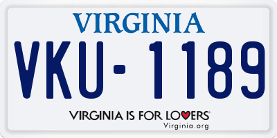 VA license plate VKU1189