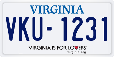 VA license plate VKU1231