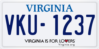 VA license plate VKU1237