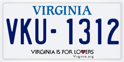 VA license plate VKU1312