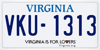 VA license plate VKU1313