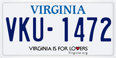 VA license plate VKU1472