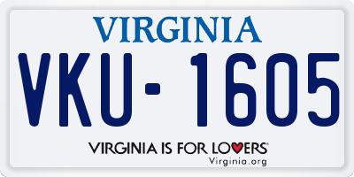 VA license plate VKU1605