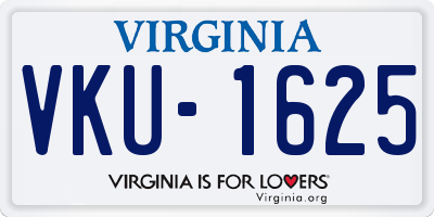 VA license plate VKU1625