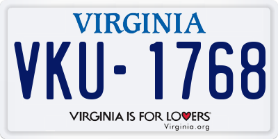 VA license plate VKU1768