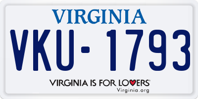 VA license plate VKU1793