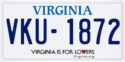 VA license plate VKU1872