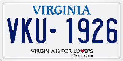 VA license plate VKU1926