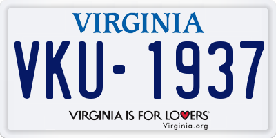 VA license plate VKU1937