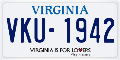 VA license plate VKU1942