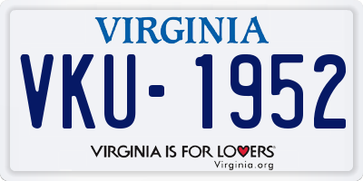 VA license plate VKU1952