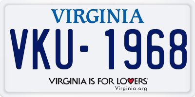VA license plate VKU1968