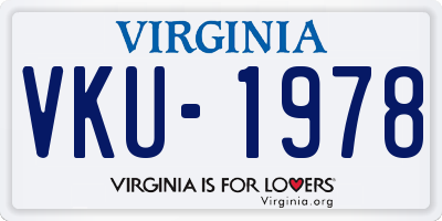 VA license plate VKU1978