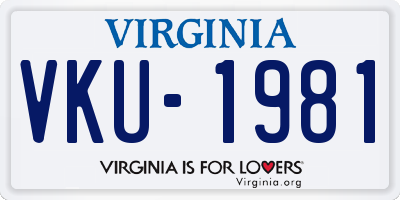 VA license plate VKU1981