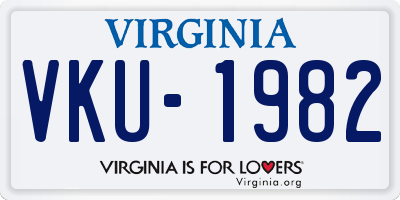 VA license plate VKU1982