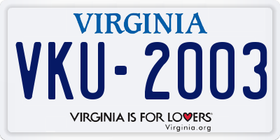VA license plate VKU2003