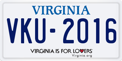 VA license plate VKU2016
