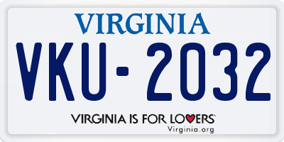 VA license plate VKU2032