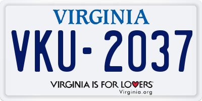VA license plate VKU2037