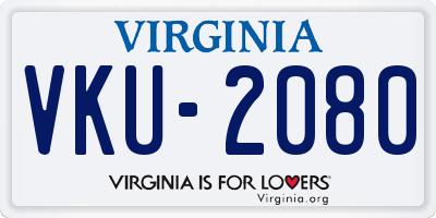 VA license plate VKU2080