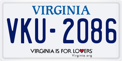 VA license plate VKU2086
