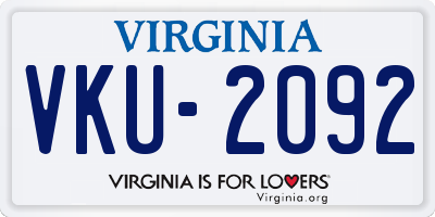 VA license plate VKU2092