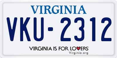VA license plate VKU2312