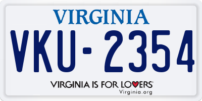 VA license plate VKU2354
