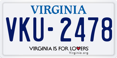 VA license plate VKU2478