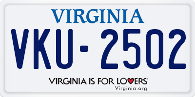 VA license plate VKU2502