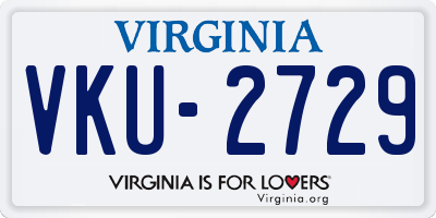 VA license plate VKU2729