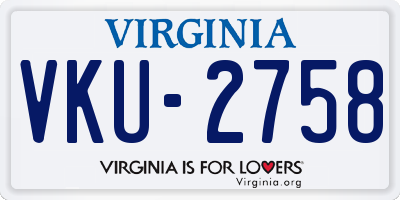 VA license plate VKU2758