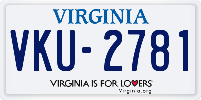 VA license plate VKU2781