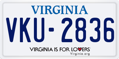 VA license plate VKU2836