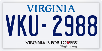 VA license plate VKU2988