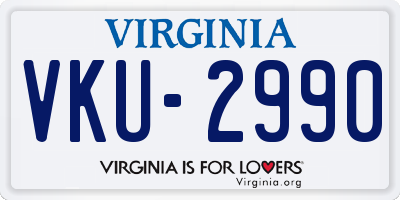 VA license plate VKU2990