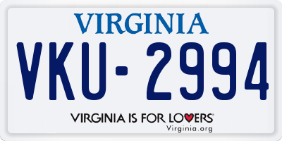 VA license plate VKU2994