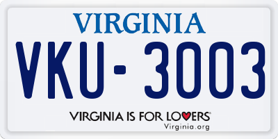 VA license plate VKU3003