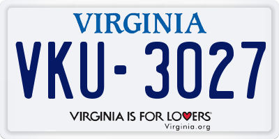 VA license plate VKU3027