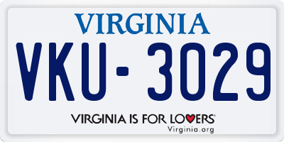 VA license plate VKU3029
