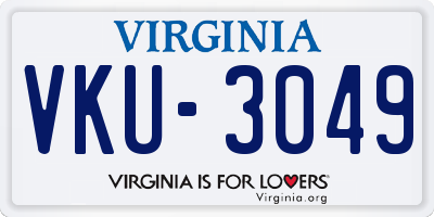 VA license plate VKU3049