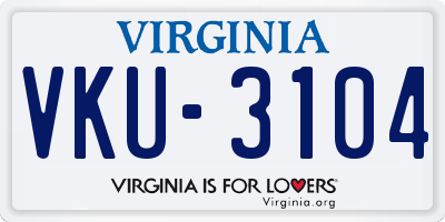 VA license plate VKU3104