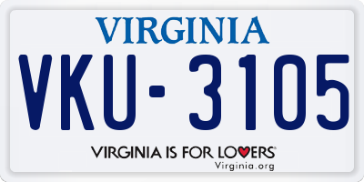 VA license plate VKU3105