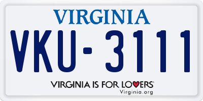 VA license plate VKU3111